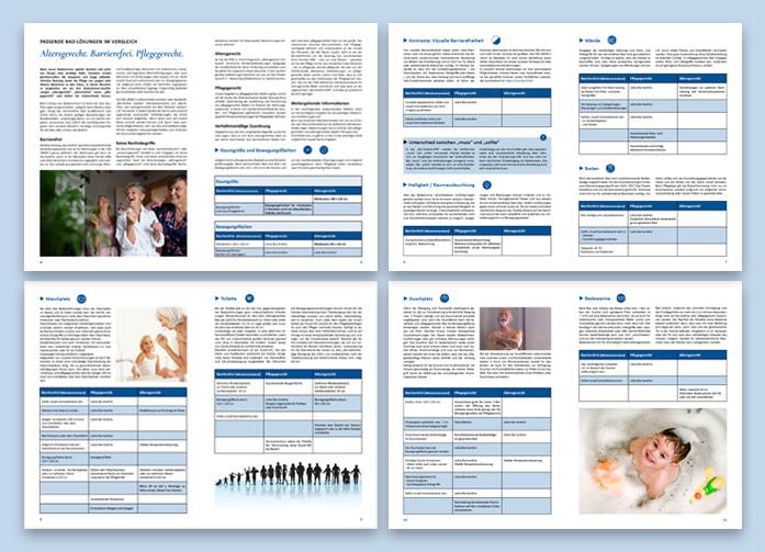 Altersgerecht. Barrierefrei. Pflegegerecht: Neue Broschüre stellt die Unterschiede der drei Badezimmer-Ausführungen heraus